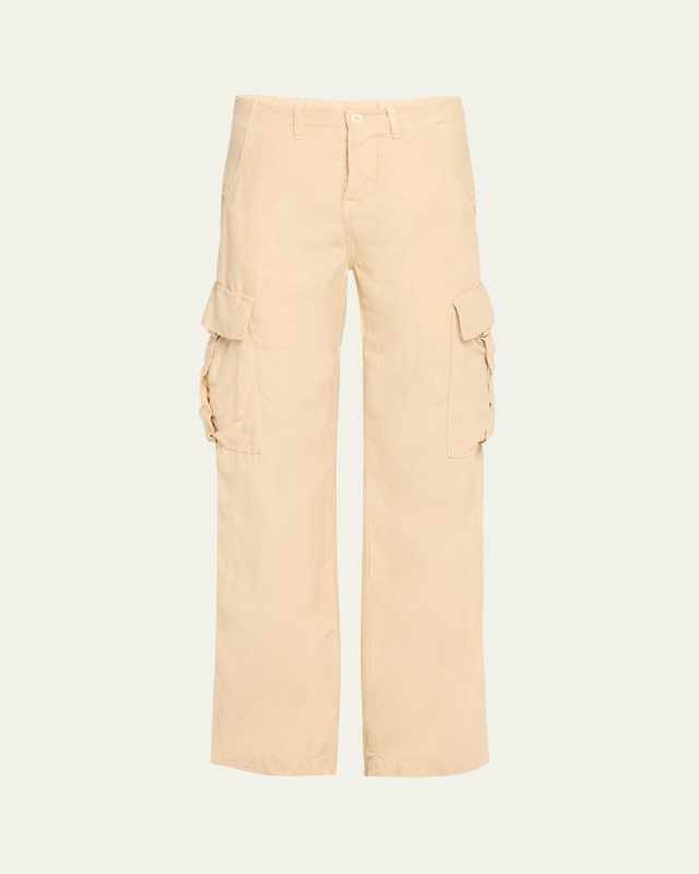 Bennett Straight Relaxed Linen-Blend Cargo Pants