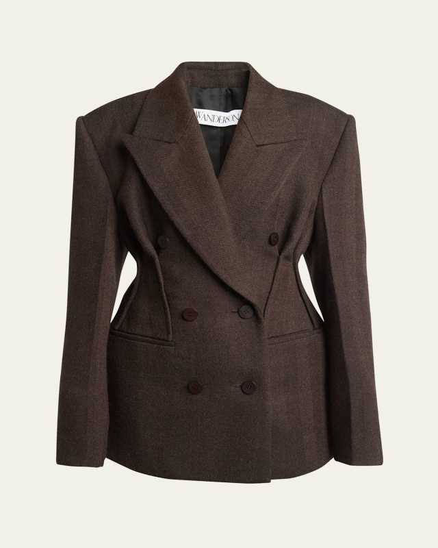 Hourglass Double-Breasted Wool Jacket