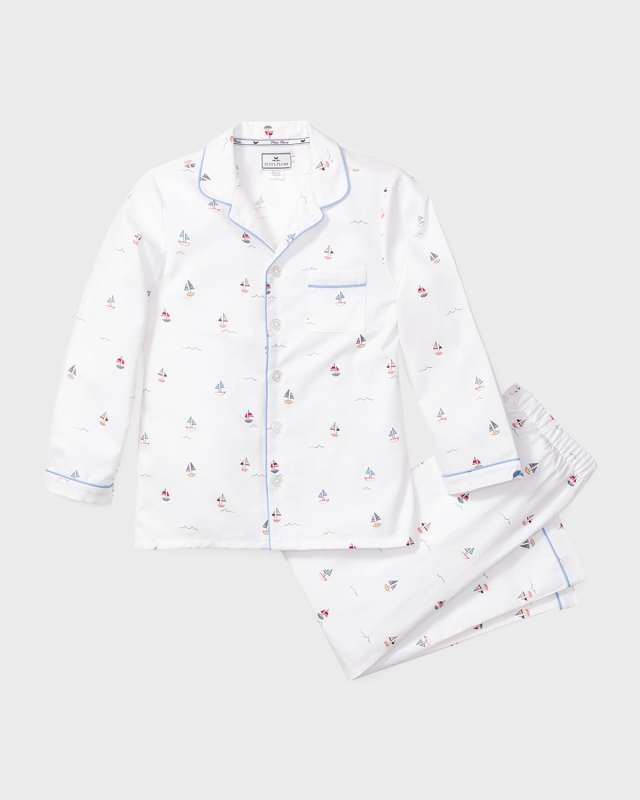 Kid's Palmier Bateau 2-Piece Pajama Set, Size 6-14