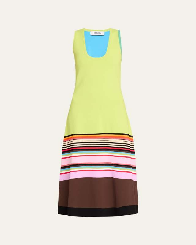Colorblock Striped Tank Midi Dress