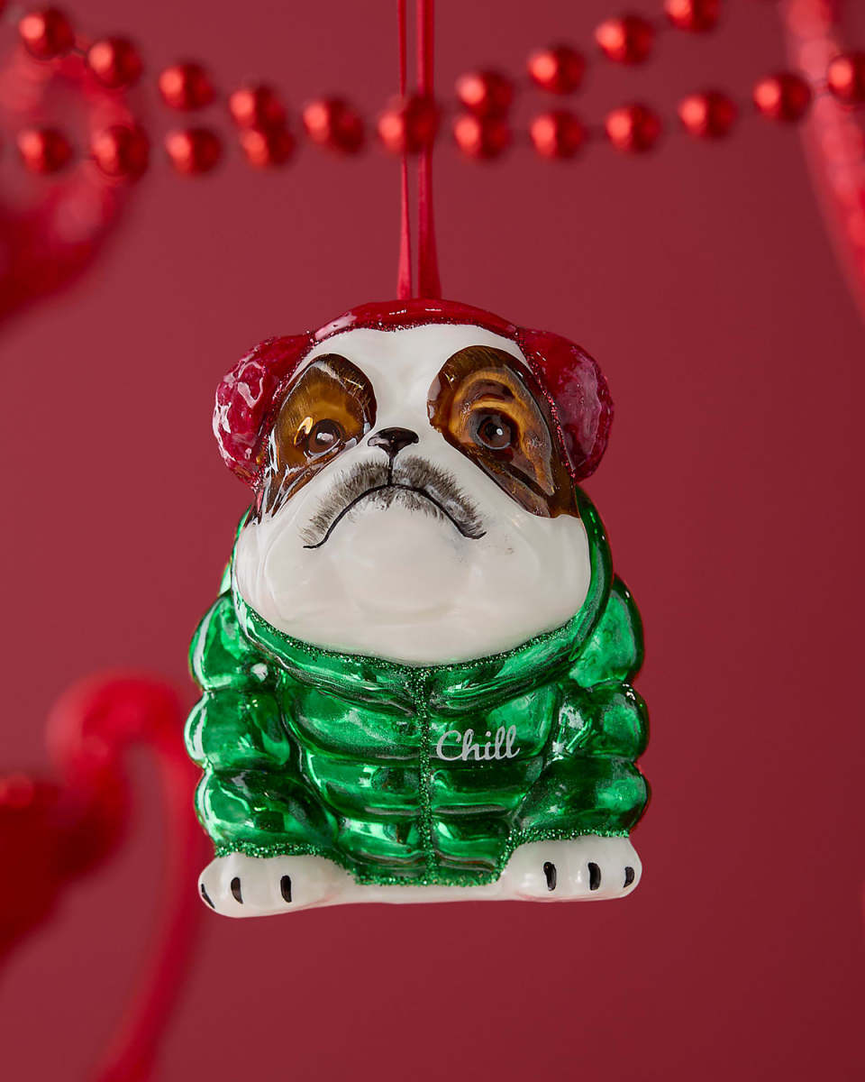Bulldog In Puffer Coat Christmas Ornament