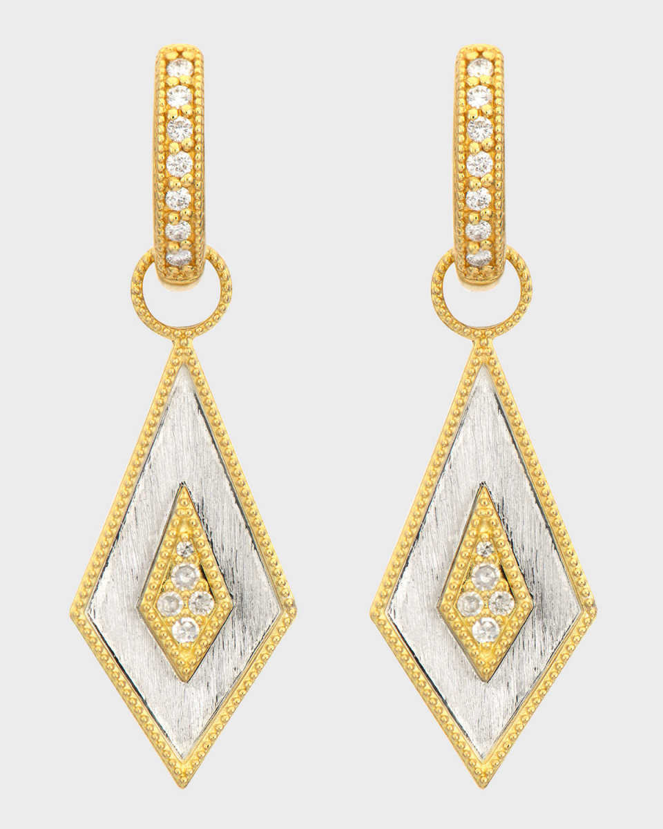 Mixed Metal Kite Earring Charms with Diamonds