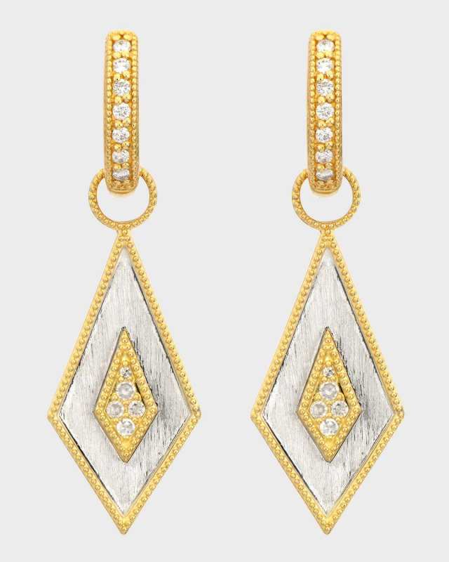 Mixed Metal Kite Earring Charms with Diamonds
