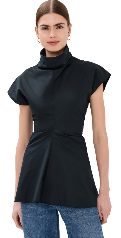 Rosetta Getty Funnel Neck Torqued Top Black