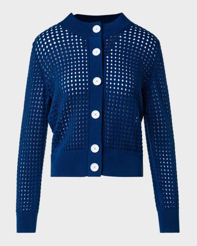 Chunky Cotton Mesh Knit Cardigan