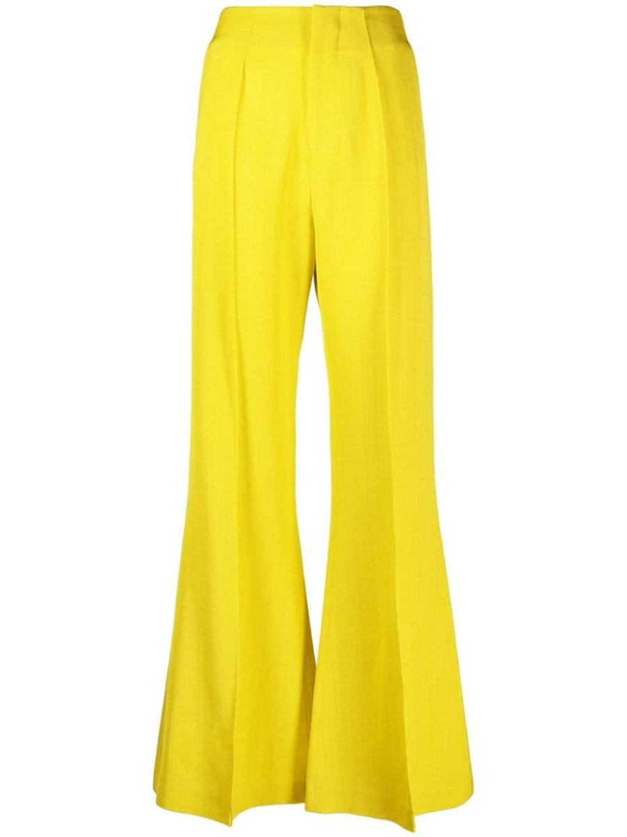 high-waisted flared trousers