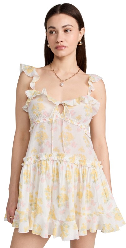 LoveShackFancy Frista Dress Sherbert Sunrise