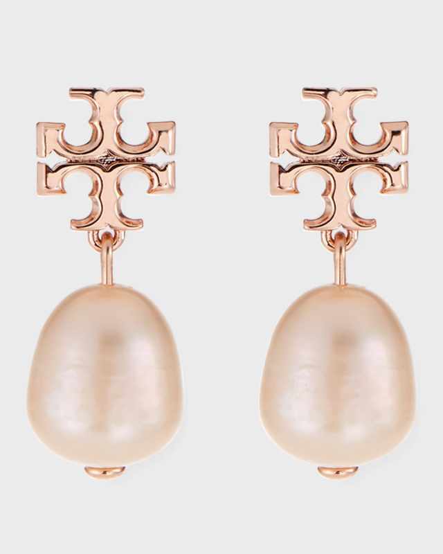 Kira Pearl-Drop Earrings, Rose Gold