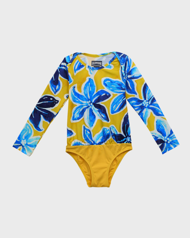 Girl's Macro Raiat-Print Rash Guard, Size 2-6