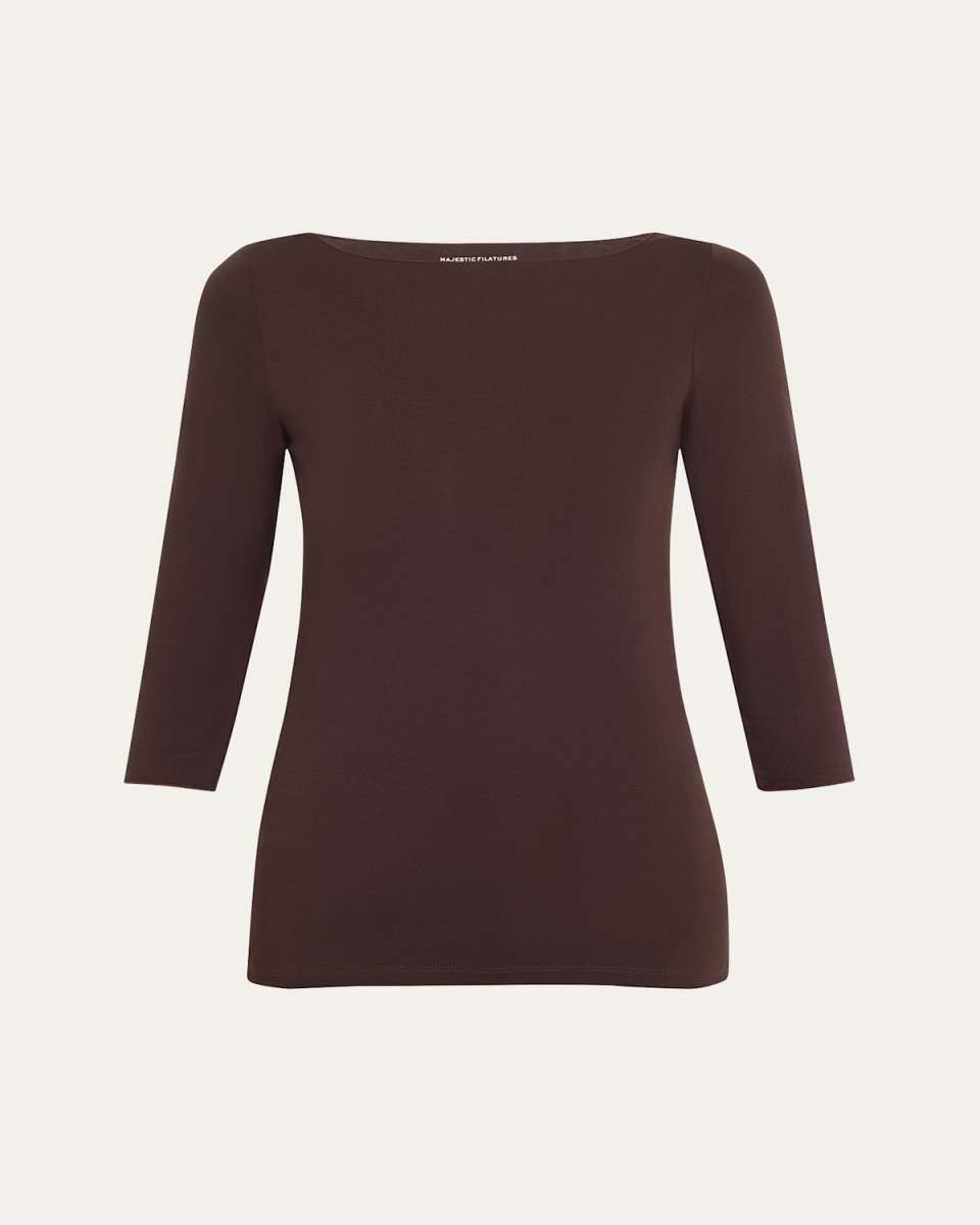Soft-Touch Marrow-Edge Boat-Neck Top