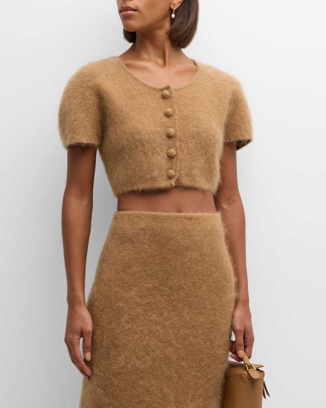 Zhara Cropped Fuzzy Knit Sweat