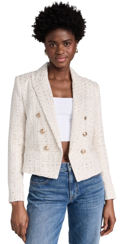 L'AGENCE Brooke Blazer Ivory/Lt Gold