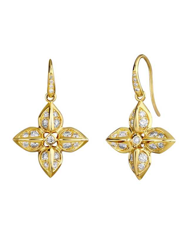 18K Champagne Diamond Mogul Flower Earrings
