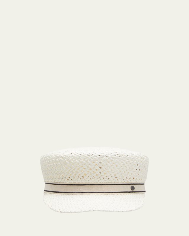 Abby Monogram Straw Newsboy Cap