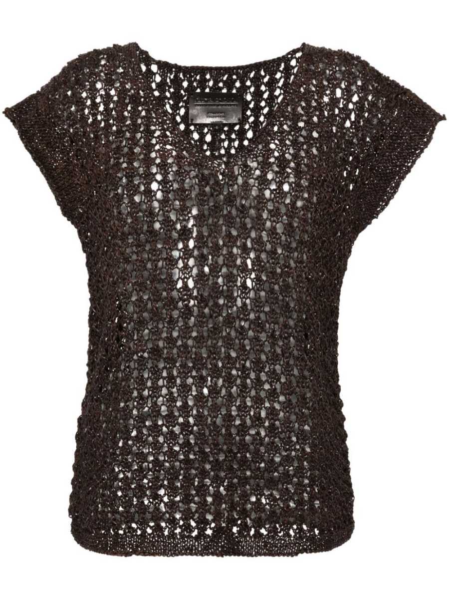 knitted leather top