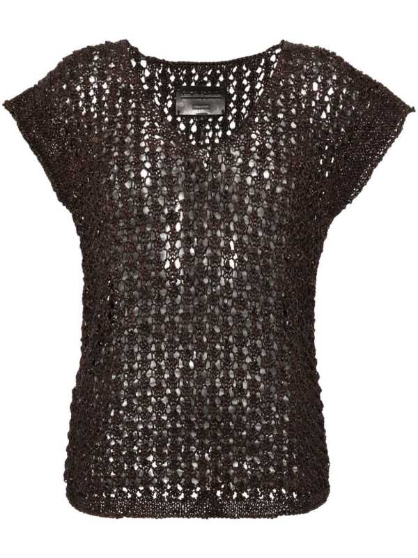 knitted leather top