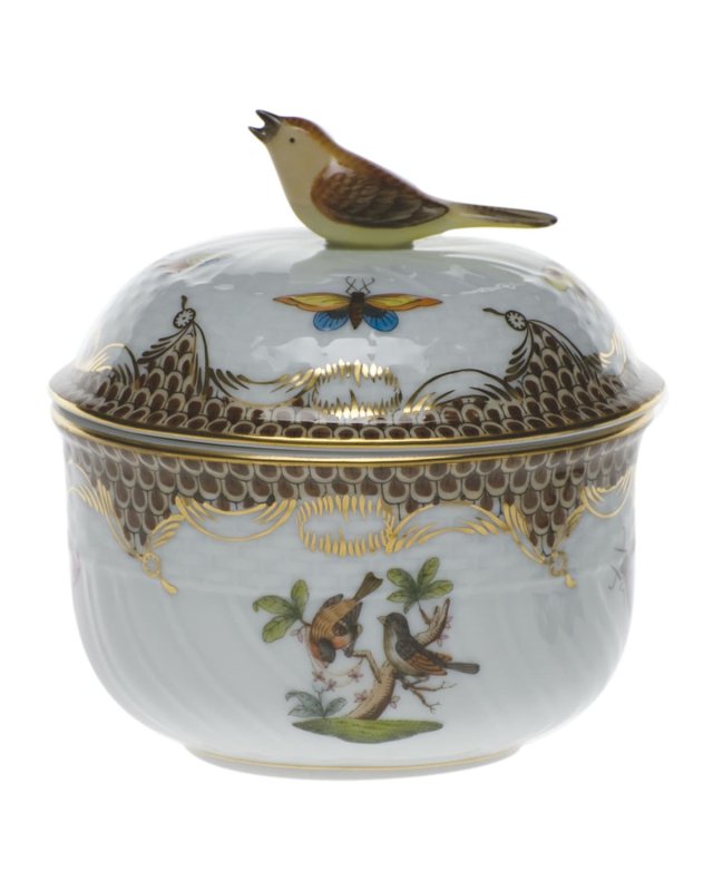 Rothschild Brown Covered Sugar Dish with Rose