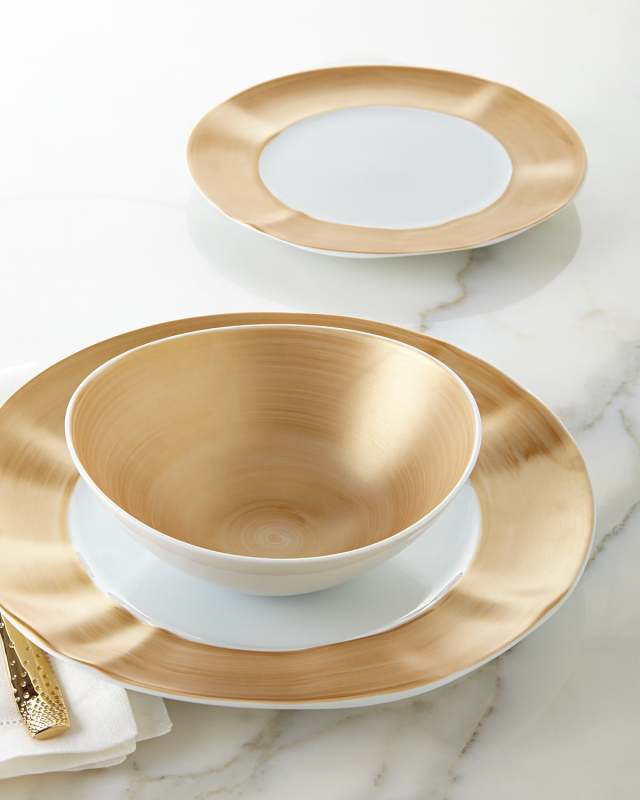 12-Piece Gold Brushstroke Dinnerware Set