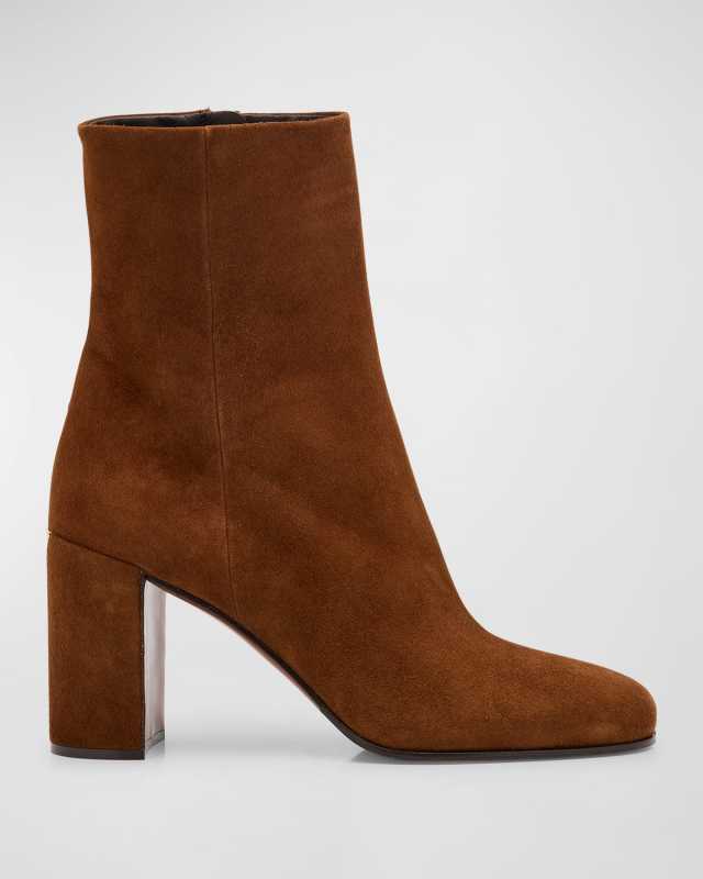 Suede Block-Heel Ankle Boots
