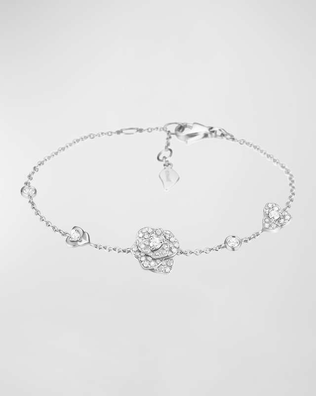 Rose 18K White Gold 3-Motif Diamond Bracelet
