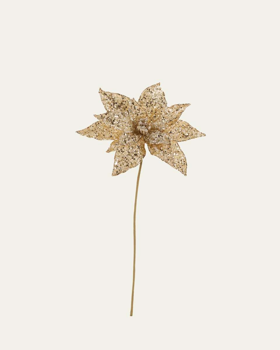 Glittered Poinsettia Christmas Pick