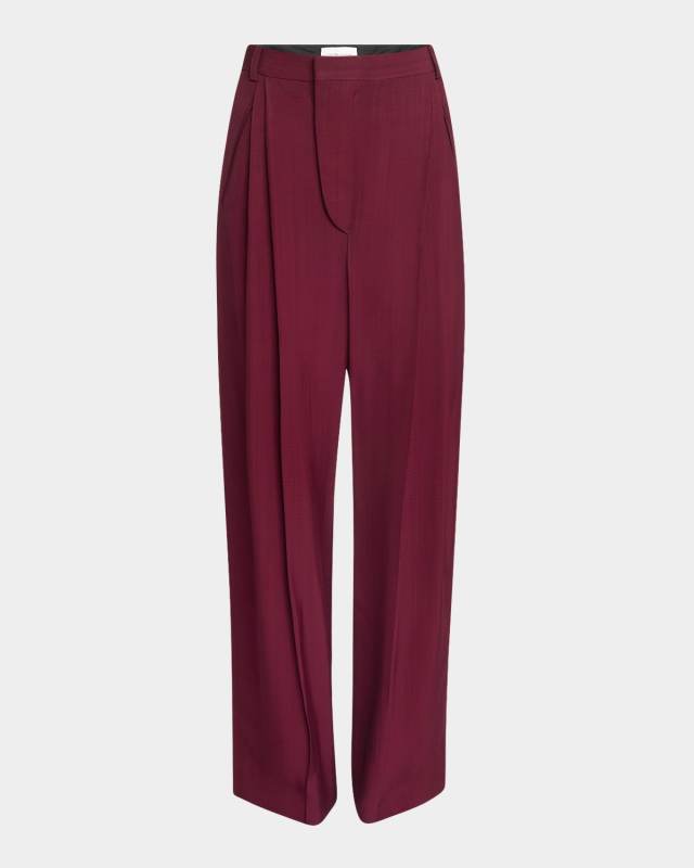 Pleated Wide-Leg Trousers
