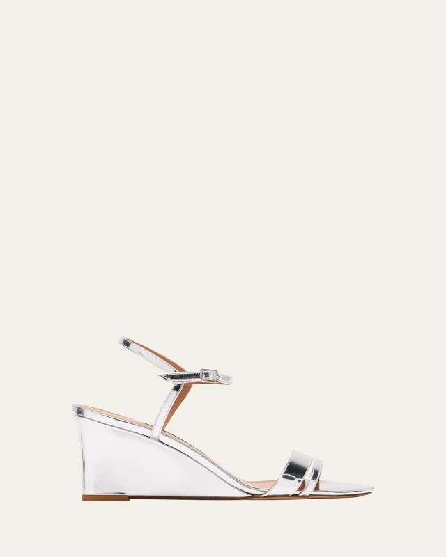 Suede and Leather Wedge Sandals