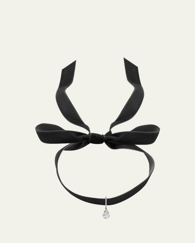 14K Yellow Gold White Topaz Velvet Choker