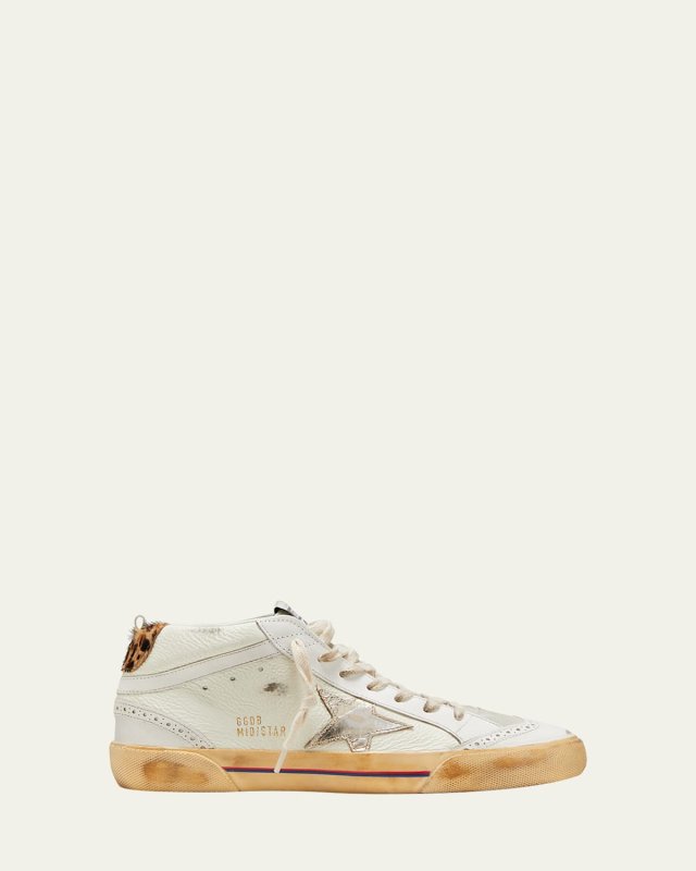 Mid Star Mixed Leather Wing-Tip Sneakers