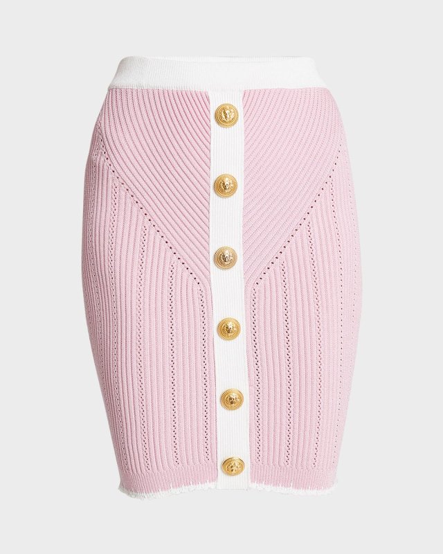 Buttoned Pointelle Knit Skirt