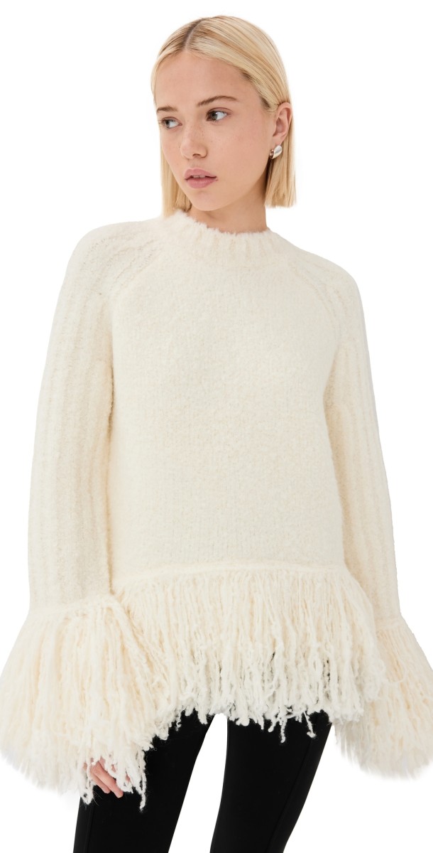 3.1 Phillip Lim Fringe Crew Neck Pullover Ivory