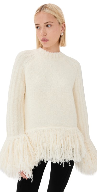 3.1 Phillip Lim Fringe Crew Neck Pullover Ivory