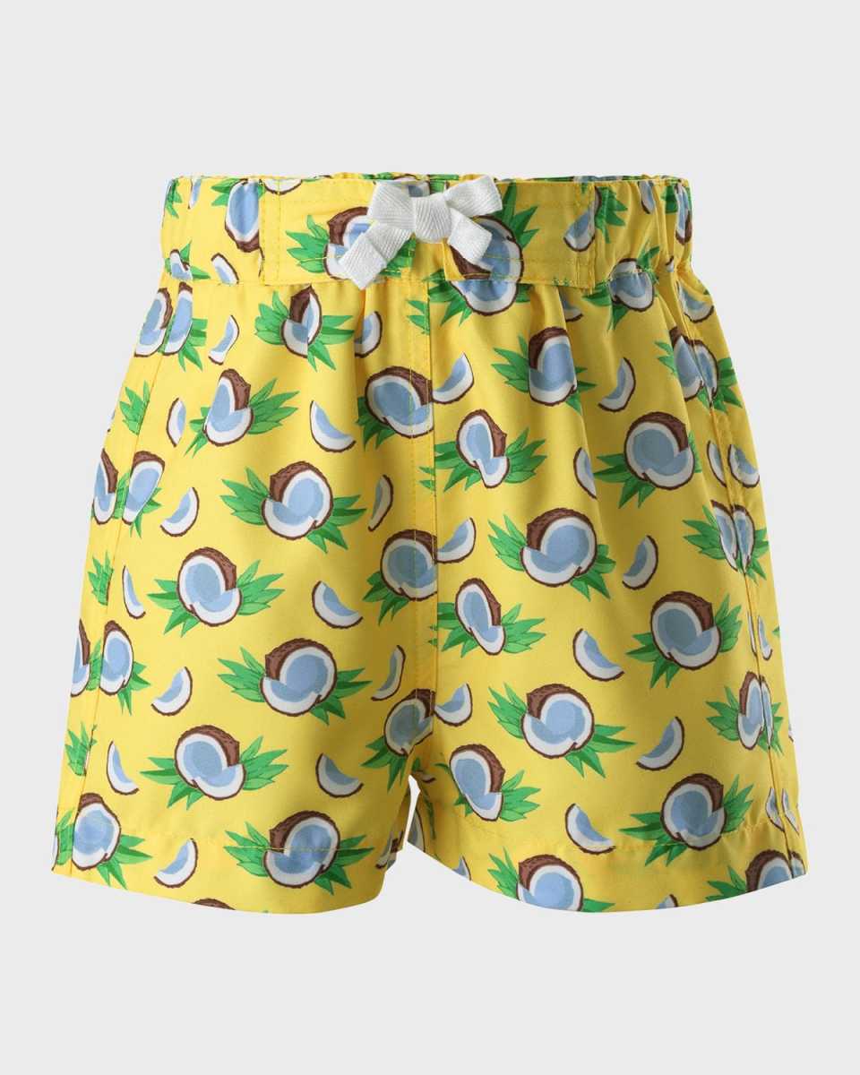 Boy's Coconut-Print Swim Trunks, Size 6M-24