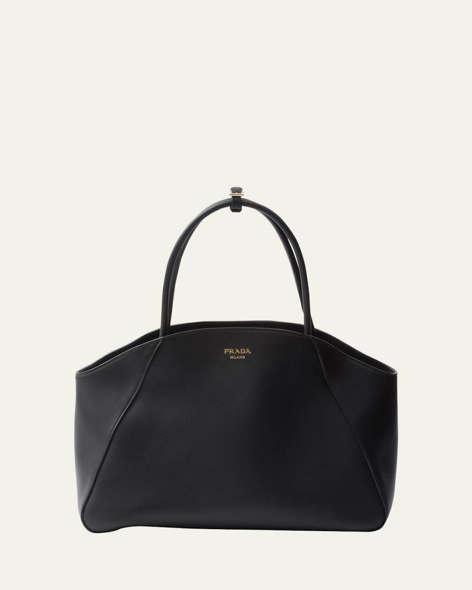 Large Grain Leather Top-Handle Bag