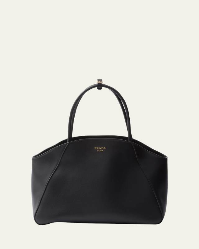 Large Grain Leather Top-Handle Bag
