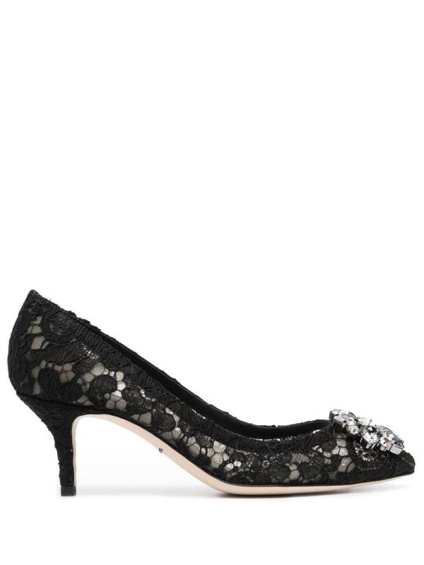 Rainbow Lace 60mm brooch-detail pumps