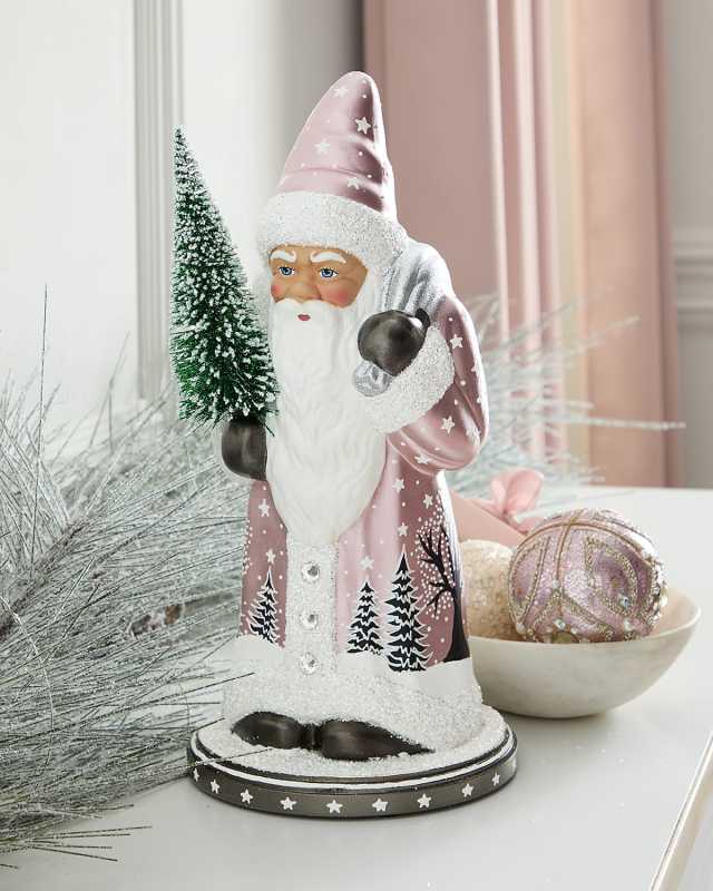 Pink Santa with Tree Scene