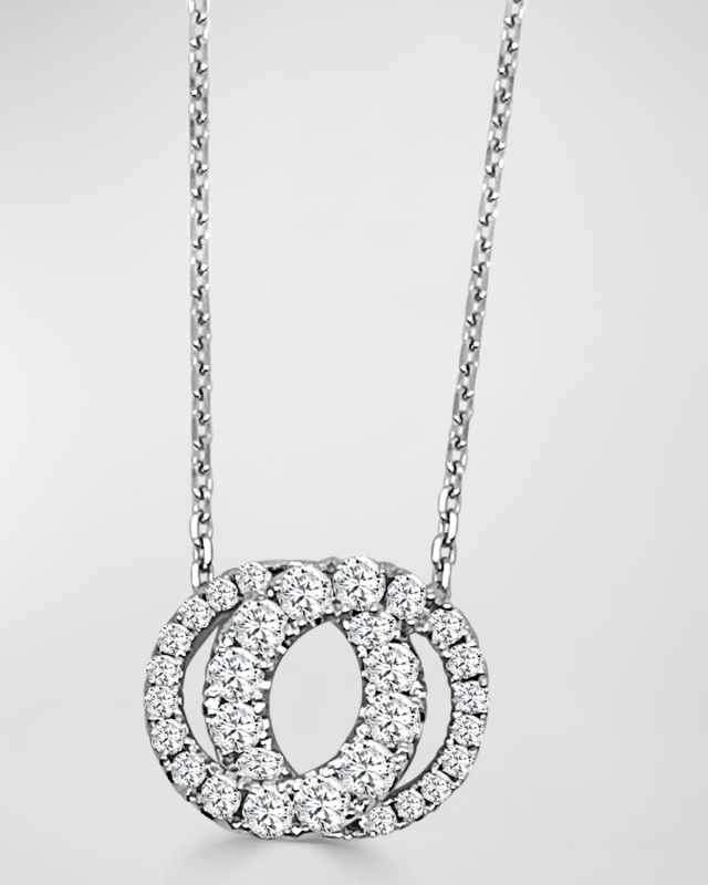 18K White Gold Small Love Halo All Diamond Hidden Bale Pendant Necklace