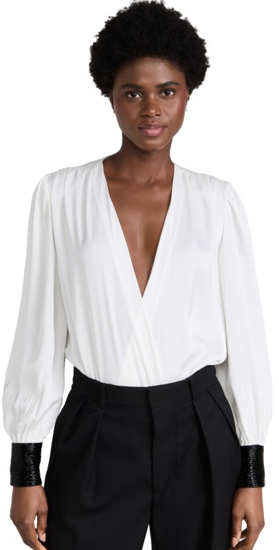 Ramy Brook Selena Thong Bodysuit Ivory