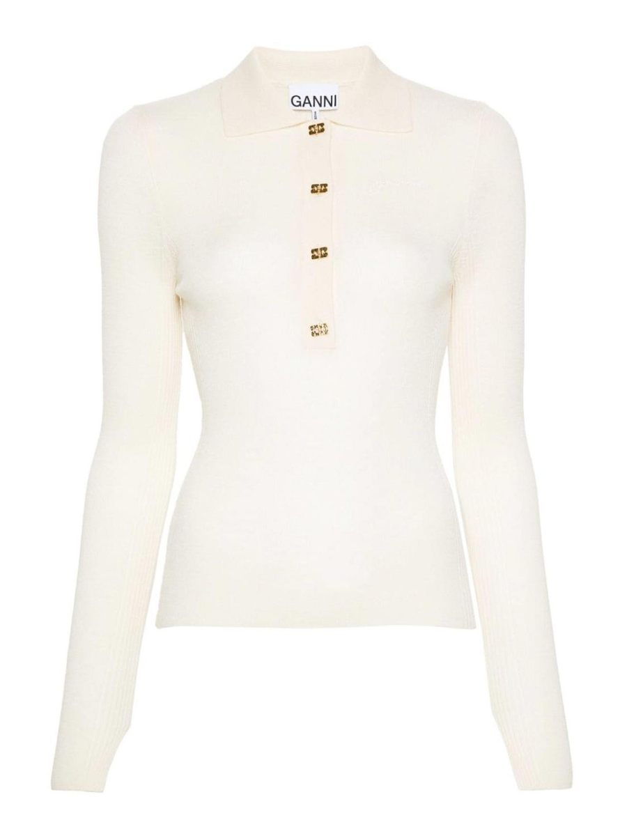 Ganni Pull Col Roulé - Crème