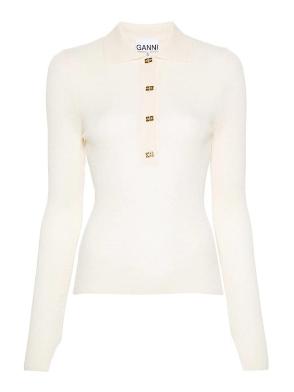 Ganni Pull Col Roulé - Crème