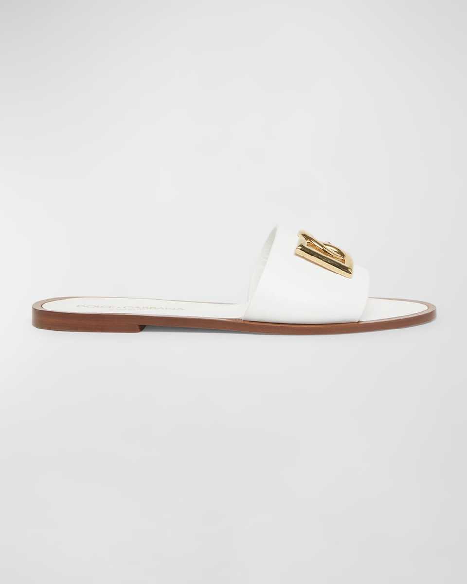 DG Medallion Leather Flat Sandals