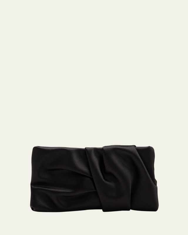 Bonny Ruched Satin Clutch Bag