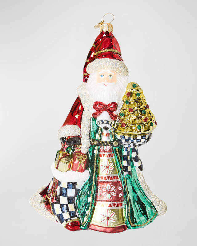 Cozy Christmas Santa Glass Ornament