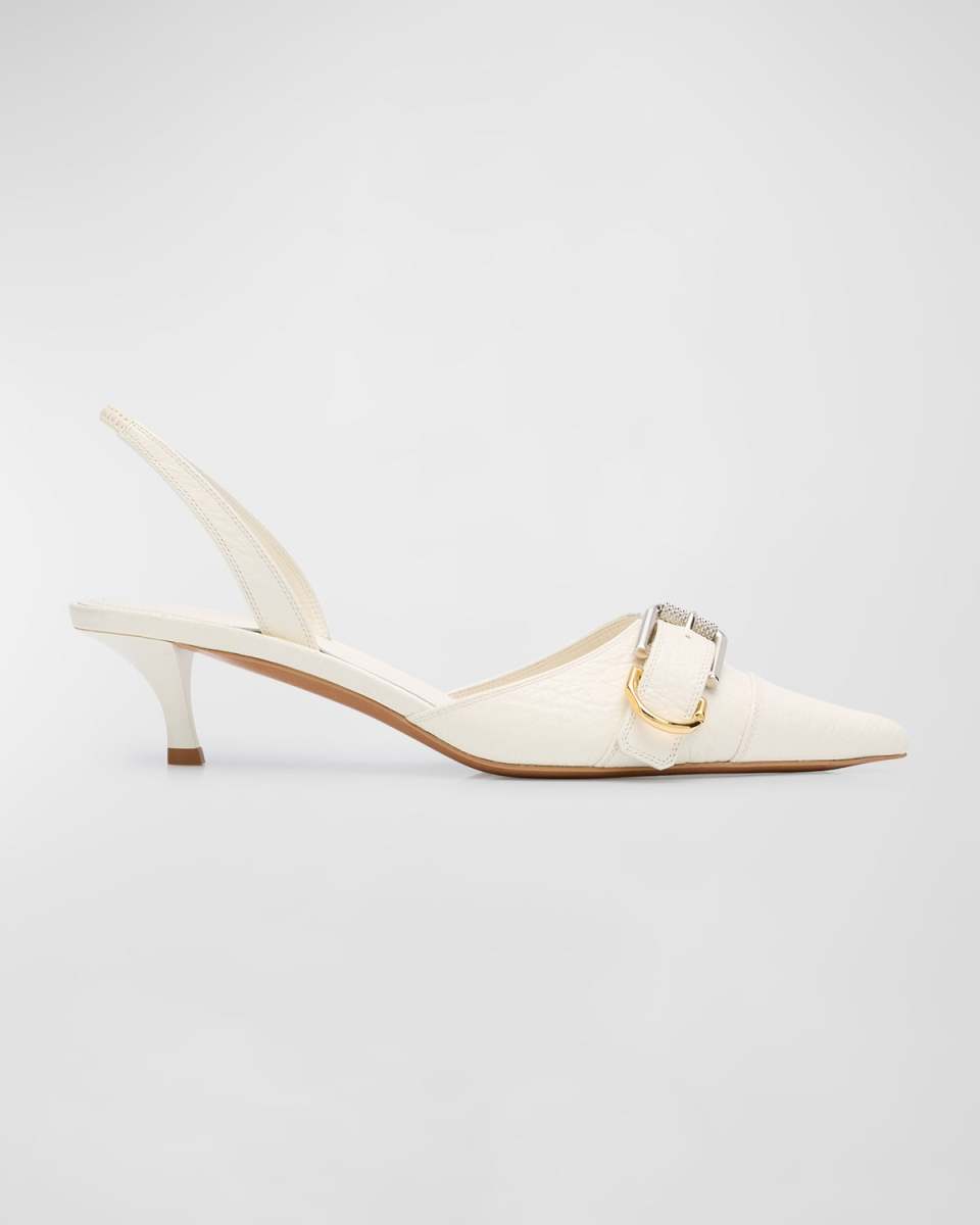 Voyou Leather Buckle Slingback Pumps