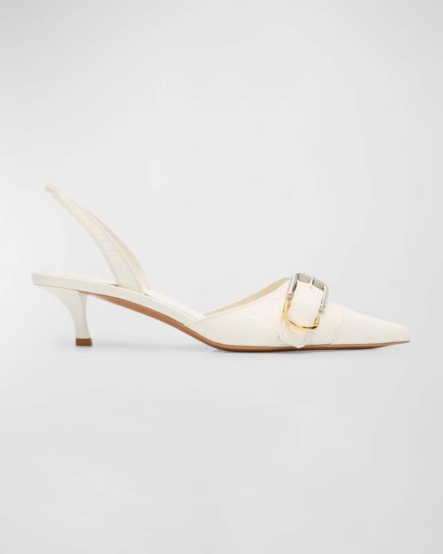 Voyou Leather Buckle Slingback Pumps