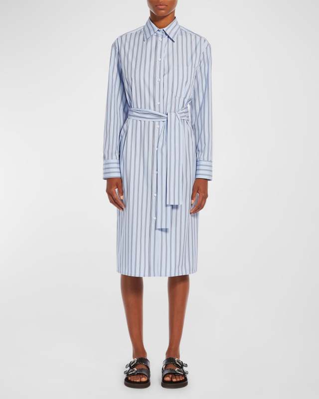 Edipo Striped Cotton Poplin Midi Shirtdress