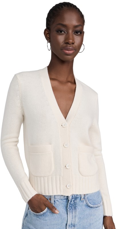 James Perse Recycled Cashmere Cardigan Ivory