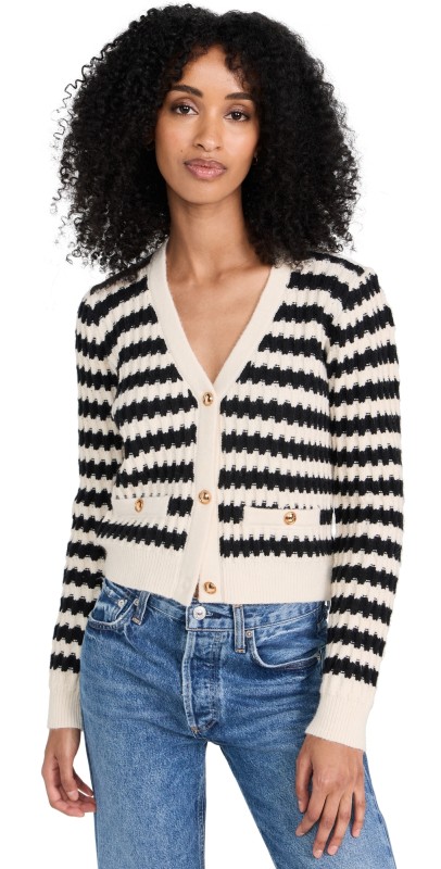 Line & Dot Laurel Cardigan Ivory Black