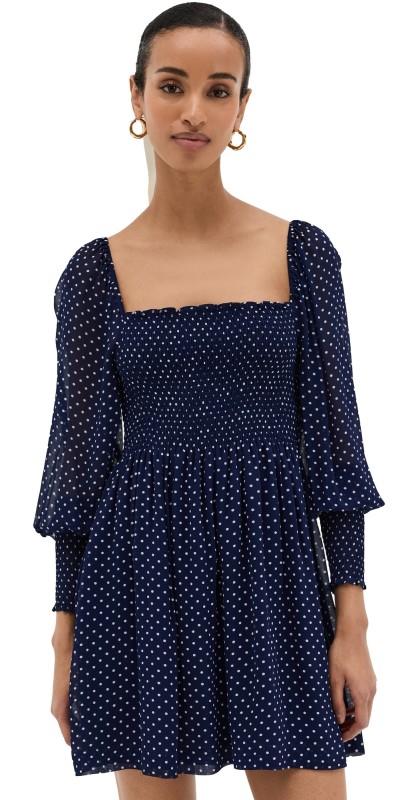 Hill House Home The Grace Mini Nap Dress Navy Polka Dot